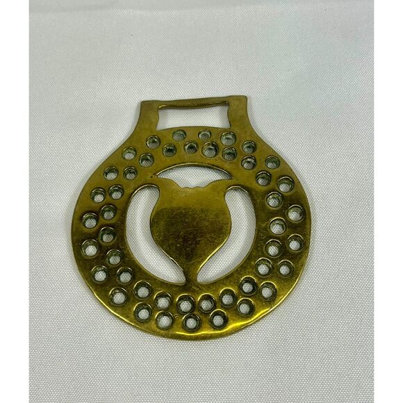 19th Century Brass Horse Harness Medallion Tulip Parade - Picture 1 of 9